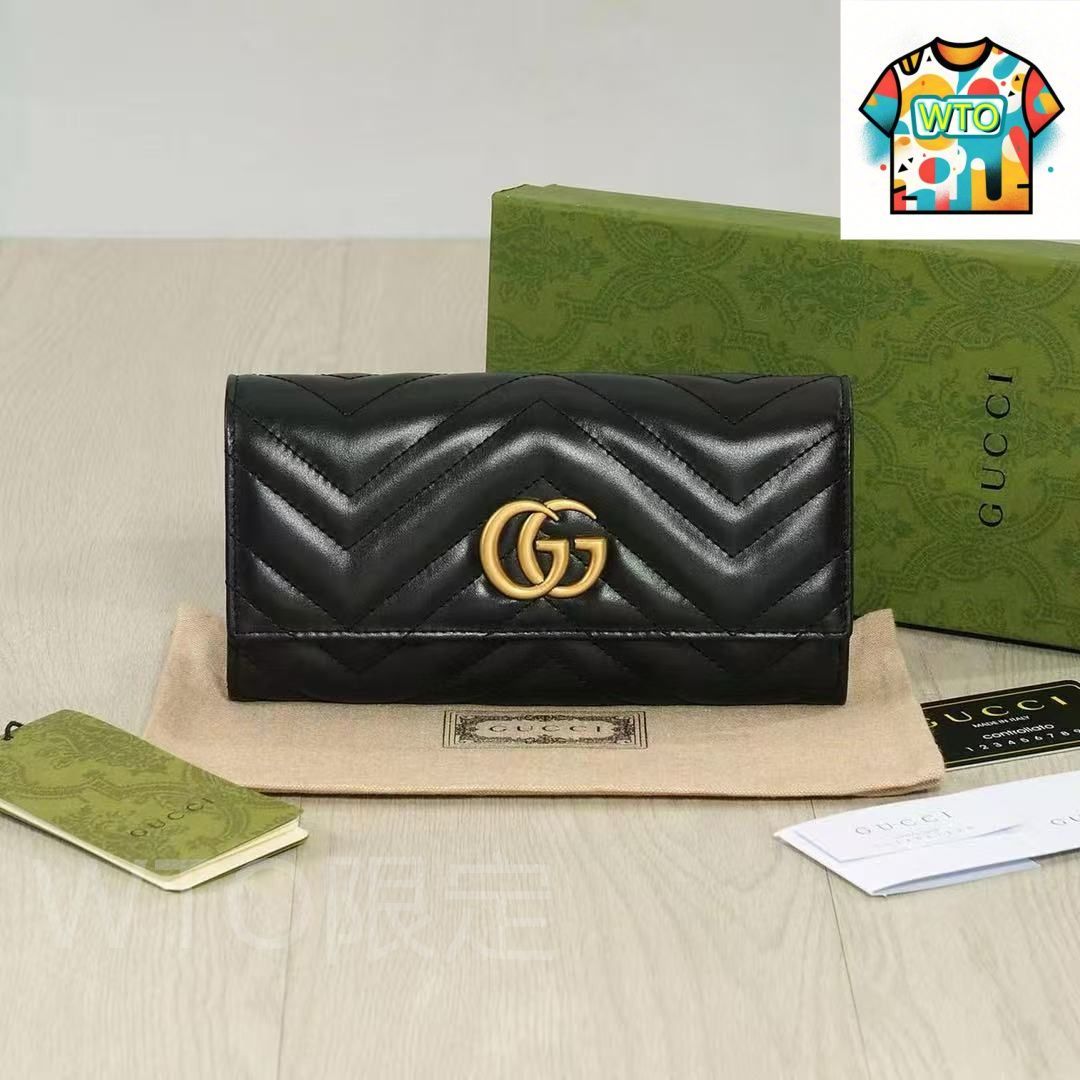 今日 Gucci グッチ マーモントシリーズ ロング財布 刺繍レザー製でレトロ金色金属 を備える
