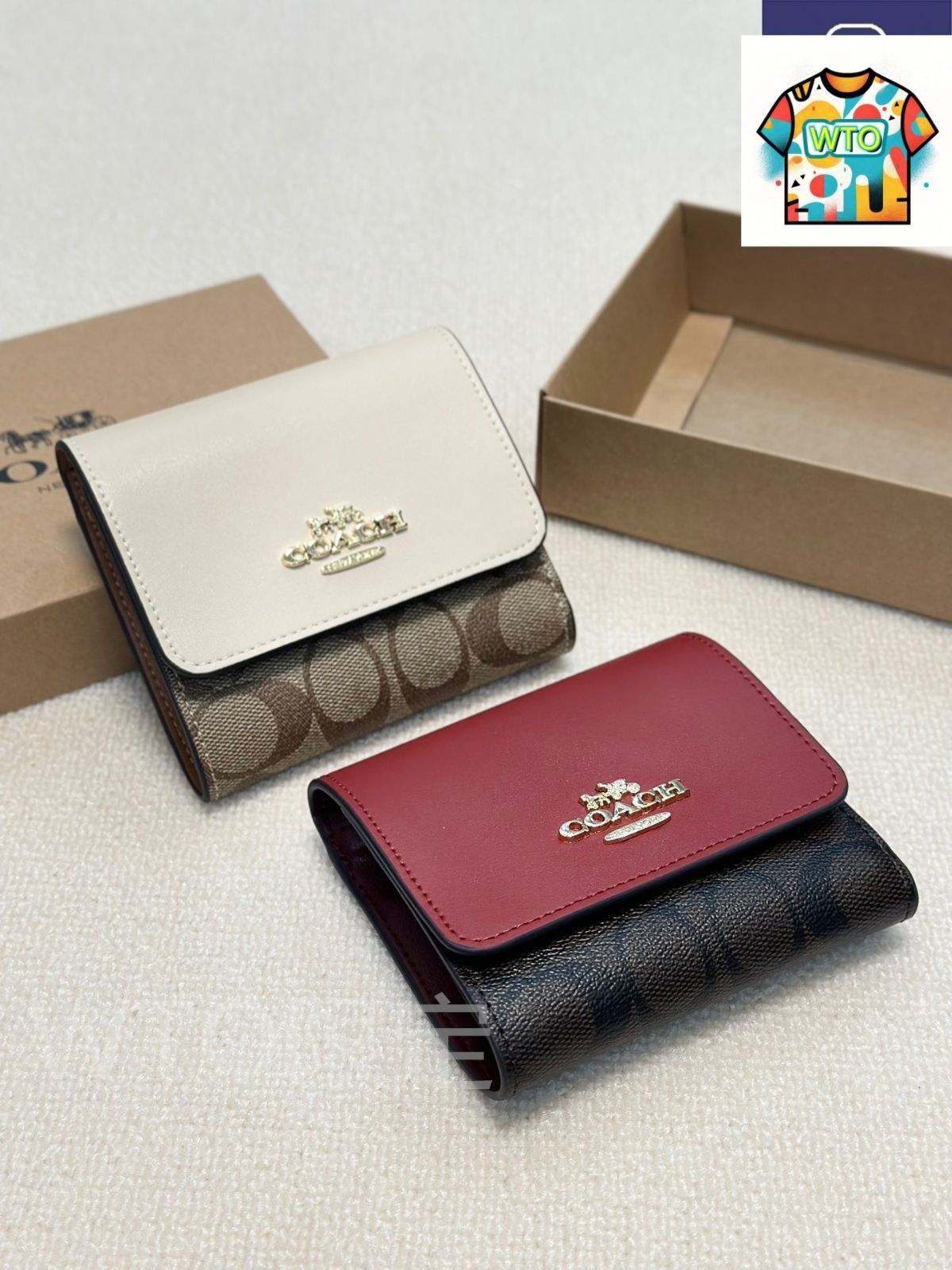 今日 Coach コーチ クラシック三つ折り財布 原版牛皮使用 精美デザインと優れた手触り-WTO輸入2