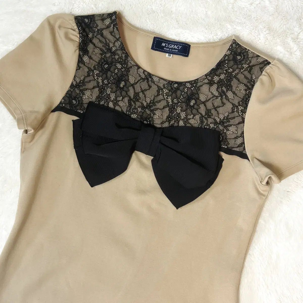 Ms Gracy 王リー リボン 姫ギャル レース 半袖Tシャツ