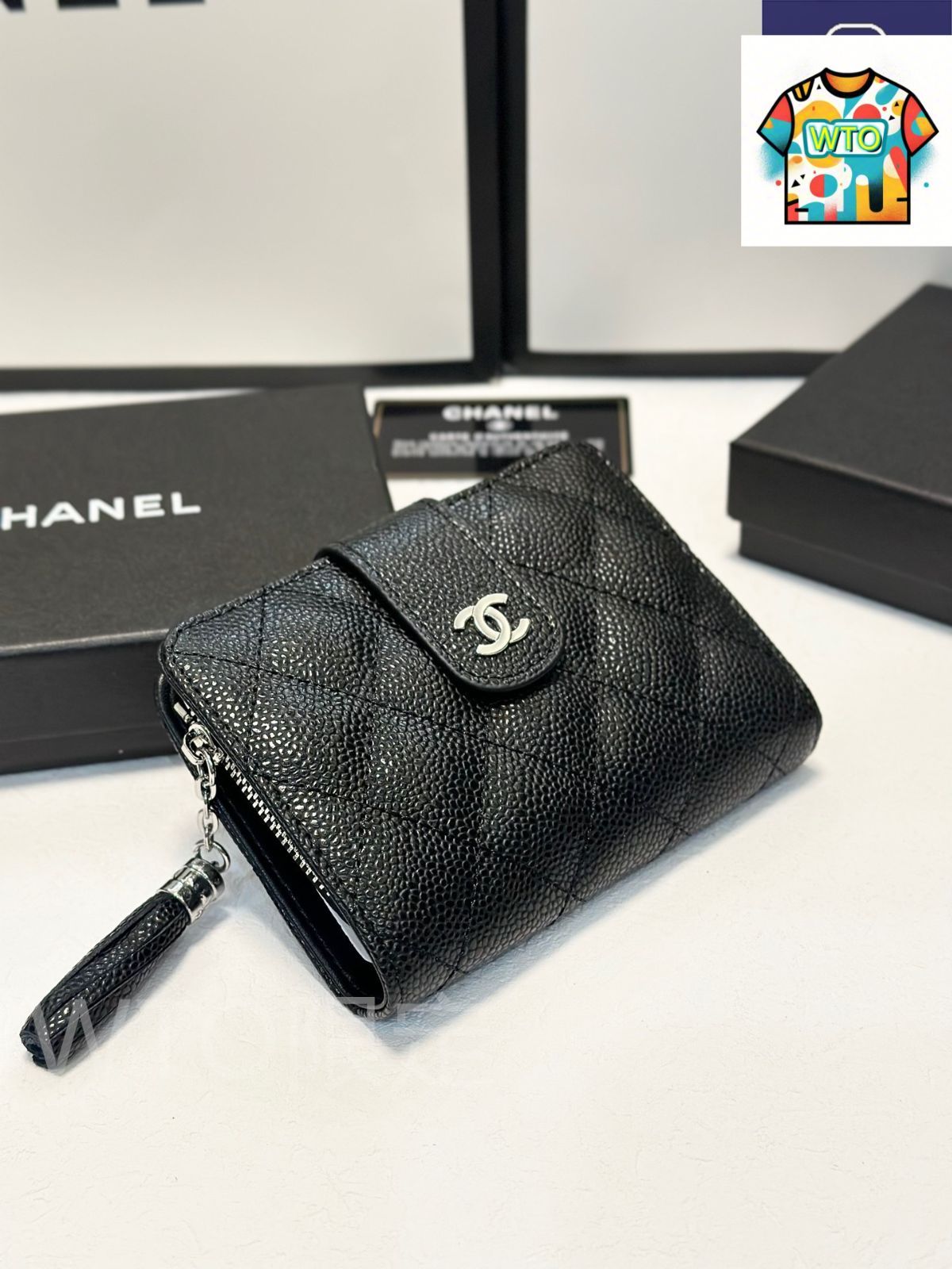WTO通販 Chanel シャネル ショート財布 頭層小羊皮使用 仕上がり精巧で内部収納充実 高実用性を備える-WTO輸入-CMH 34