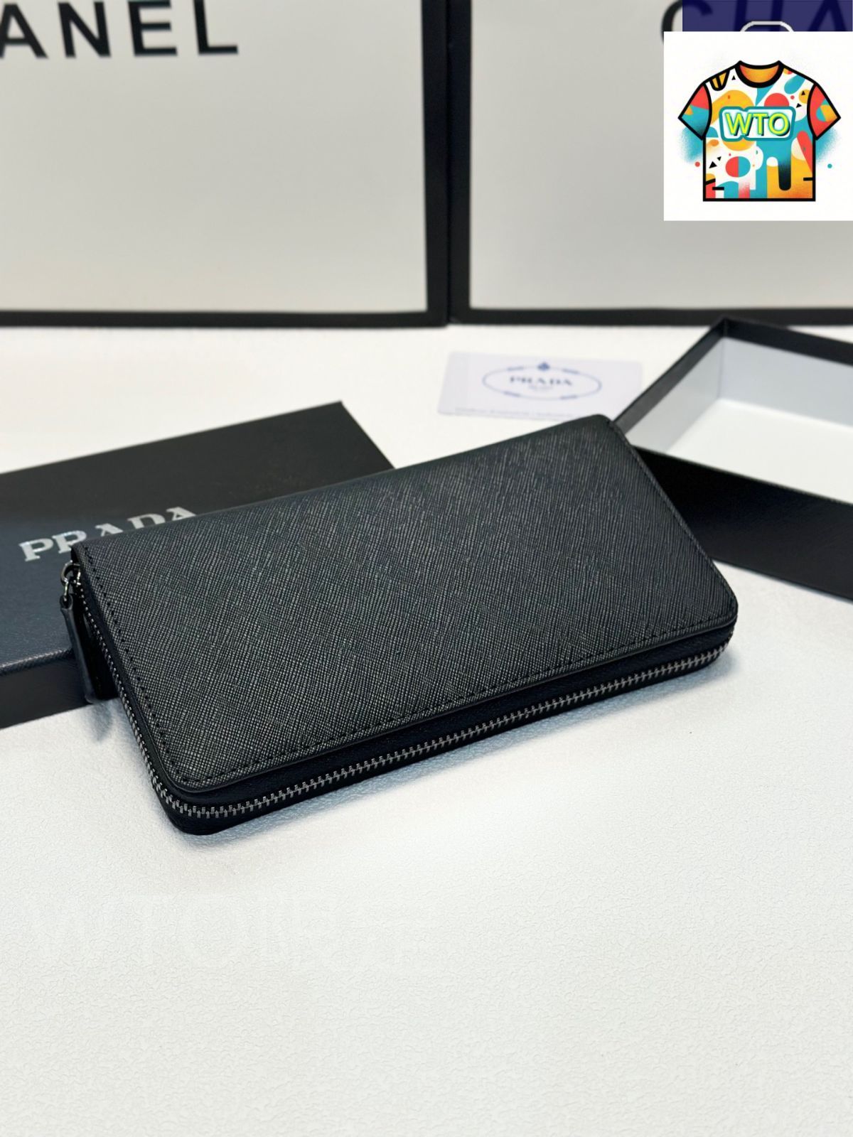 今日 Prada プラダ クロスグレイン牛皮財布 原版素材使用 精緻な車線仕上がり