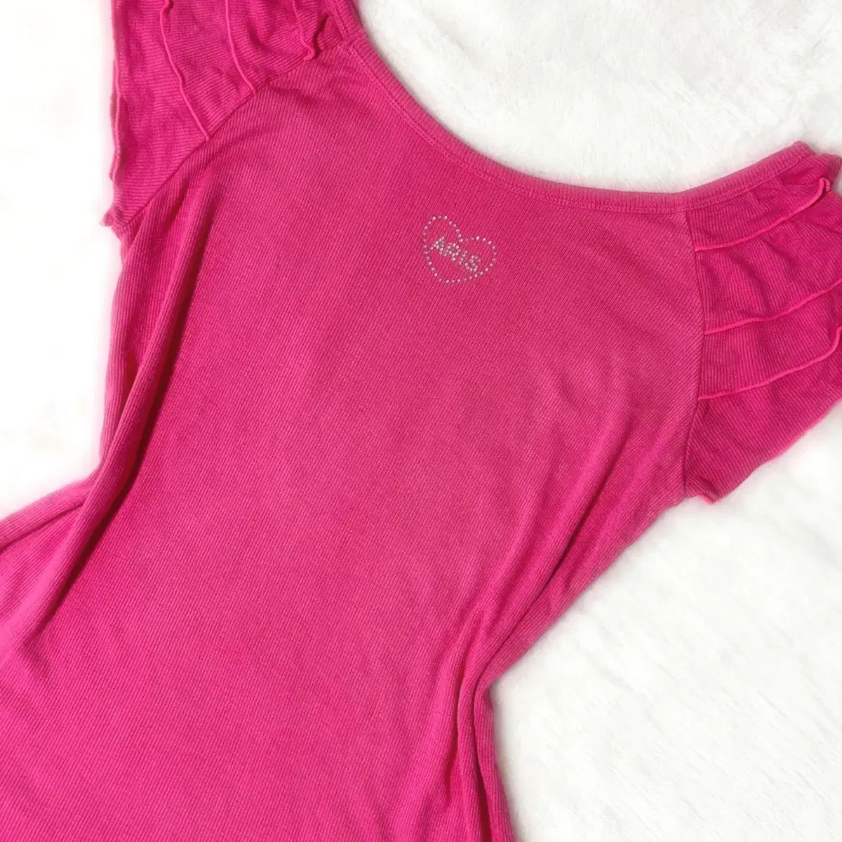  Aris ギャル風 y 2 kクリスタル フリル ゴージ Tシャツ 半袖(Tシャツ) Tシャツ カットソー