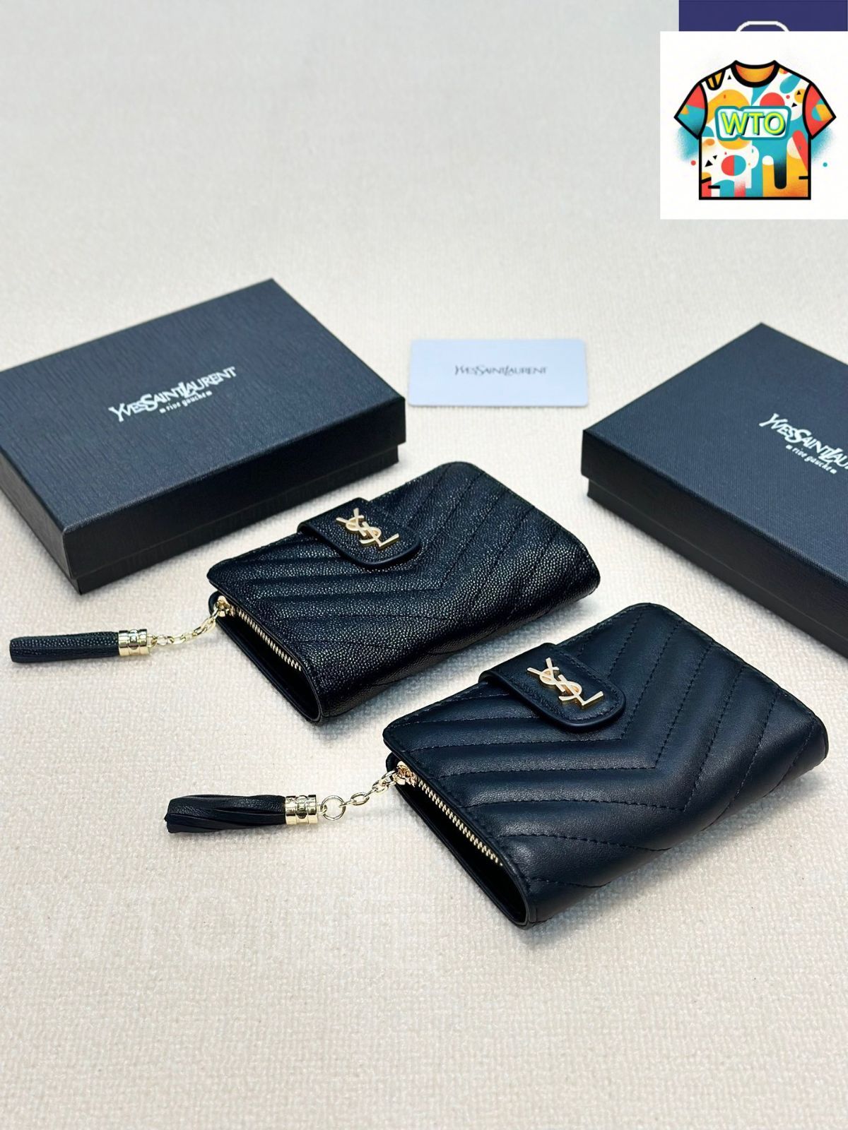 今日 YSL サンローラン ショート三折財布 優れた皮革質感を持ち 実用的な内部設計でファッション性に富む-WTO輸入2