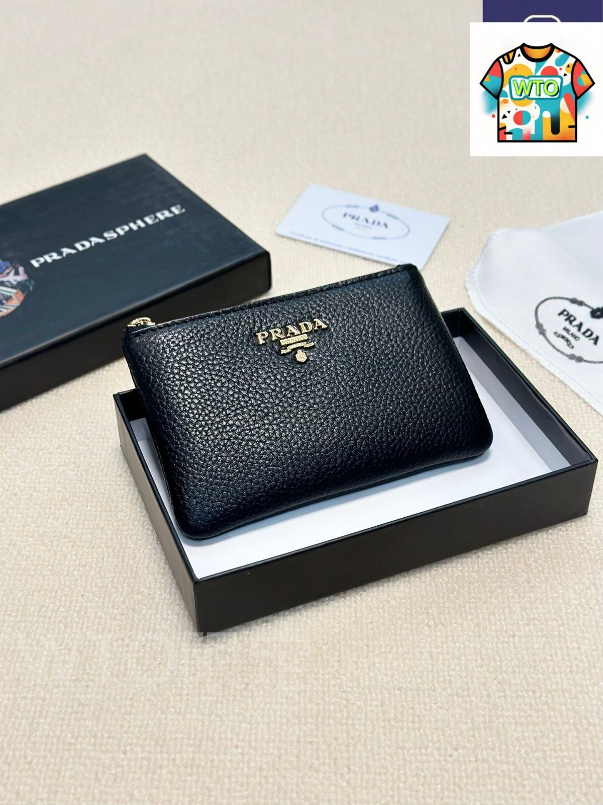 今日 Prada プラダ コインケースシリーズ 牛皮を採用する