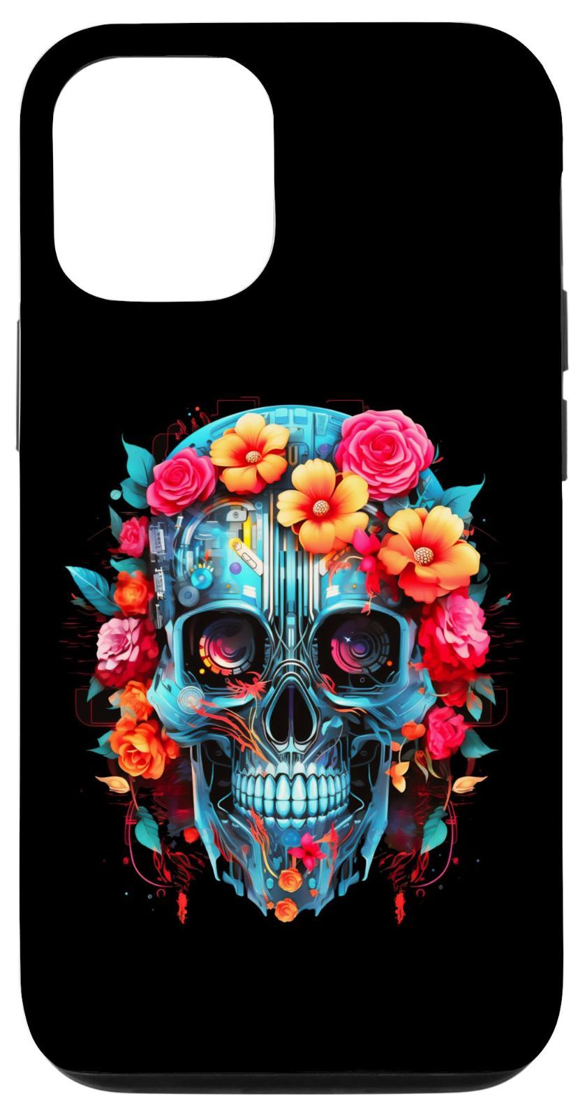 【新着商品】iPhone 13 Pro カラフルなロボット サイボーグ シュガー スカルフラワー マシン アンドロイド スマホケース