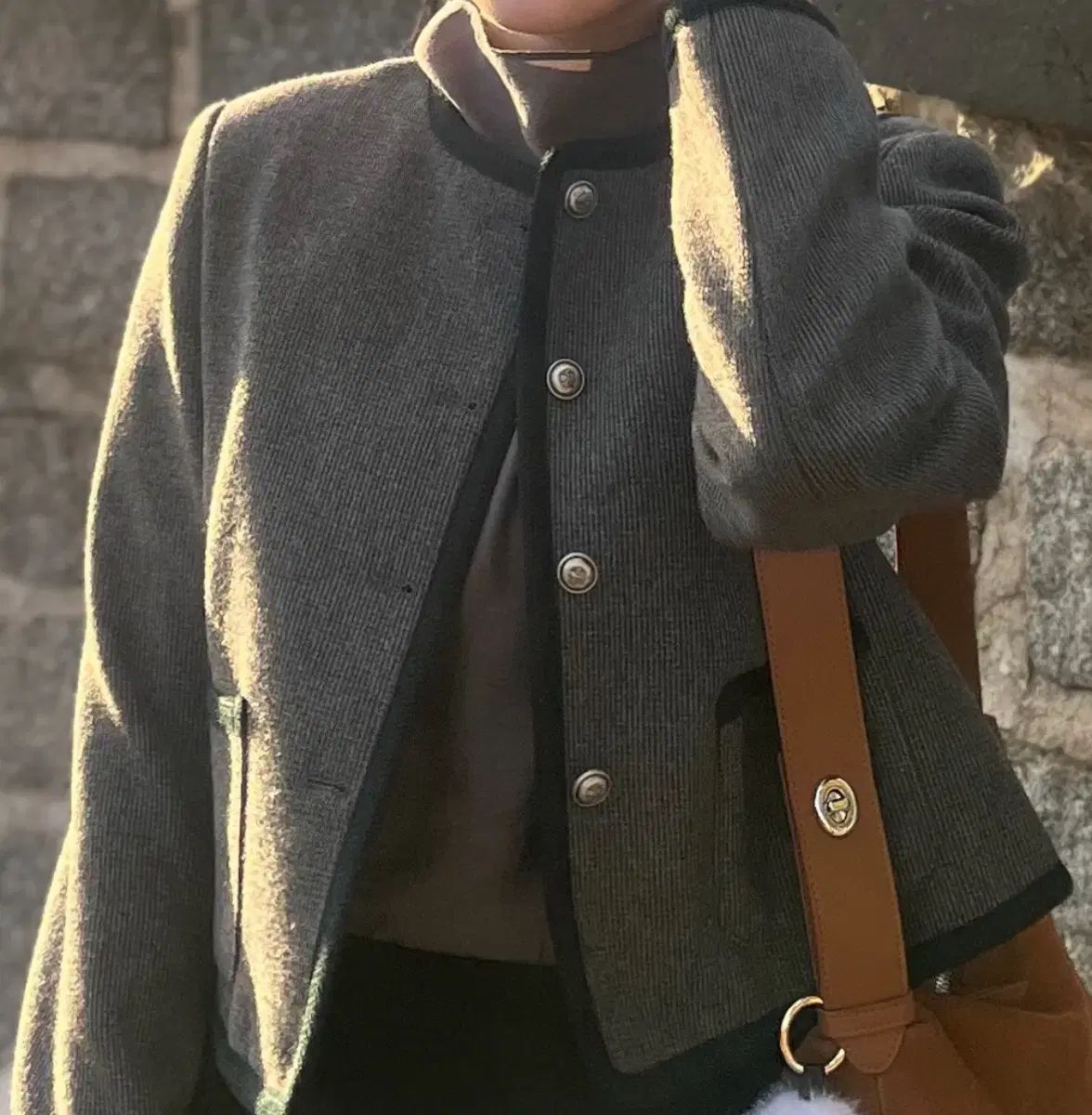 グレーウールツイードジャケット