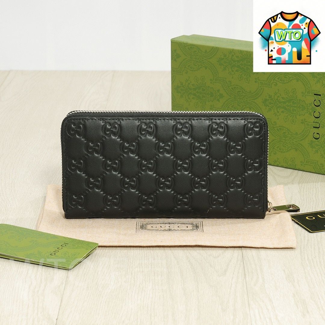 今日 Gucci グッチ シングルジッパーポーチ オリジナル頭層レザー圧花で良好な手触りと充実した収納を備える-WTO輸入2