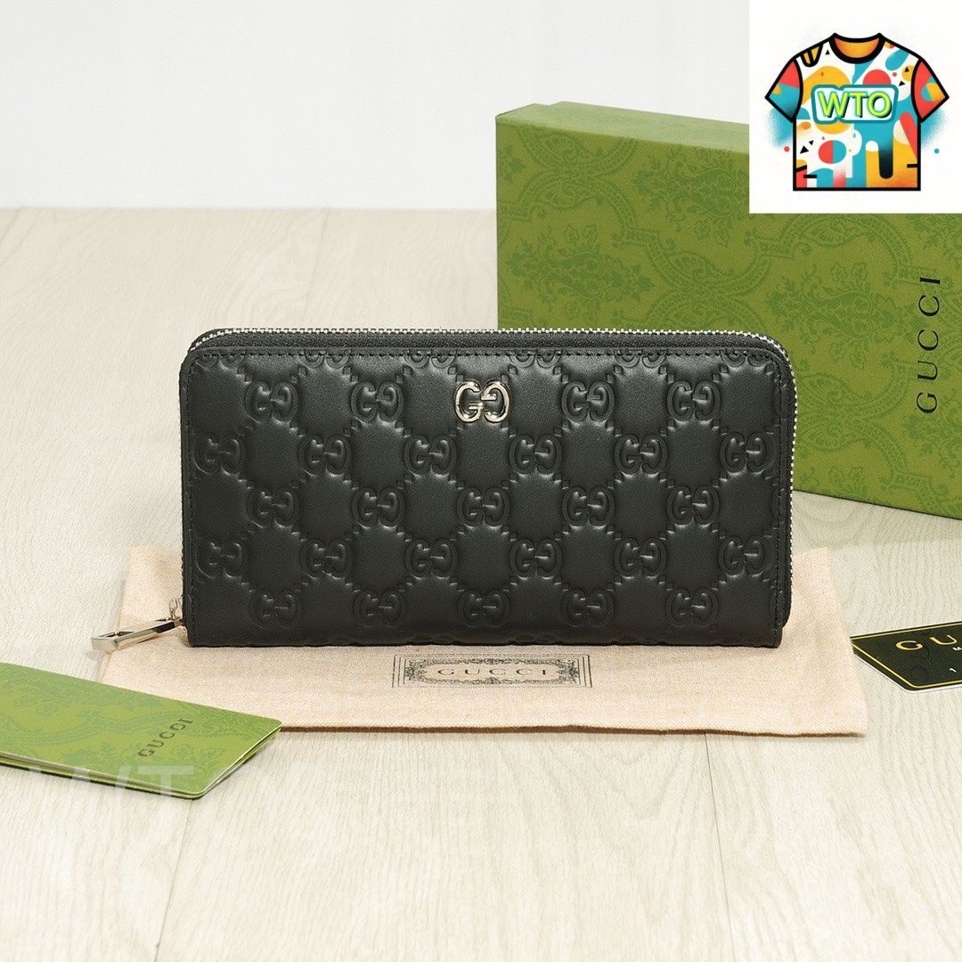 今日 Gucci グッチ シングルジッパーポーチ オリジナル頭層レザー圧花で良好な手触りと充実した収納を備える-WTO輸入2