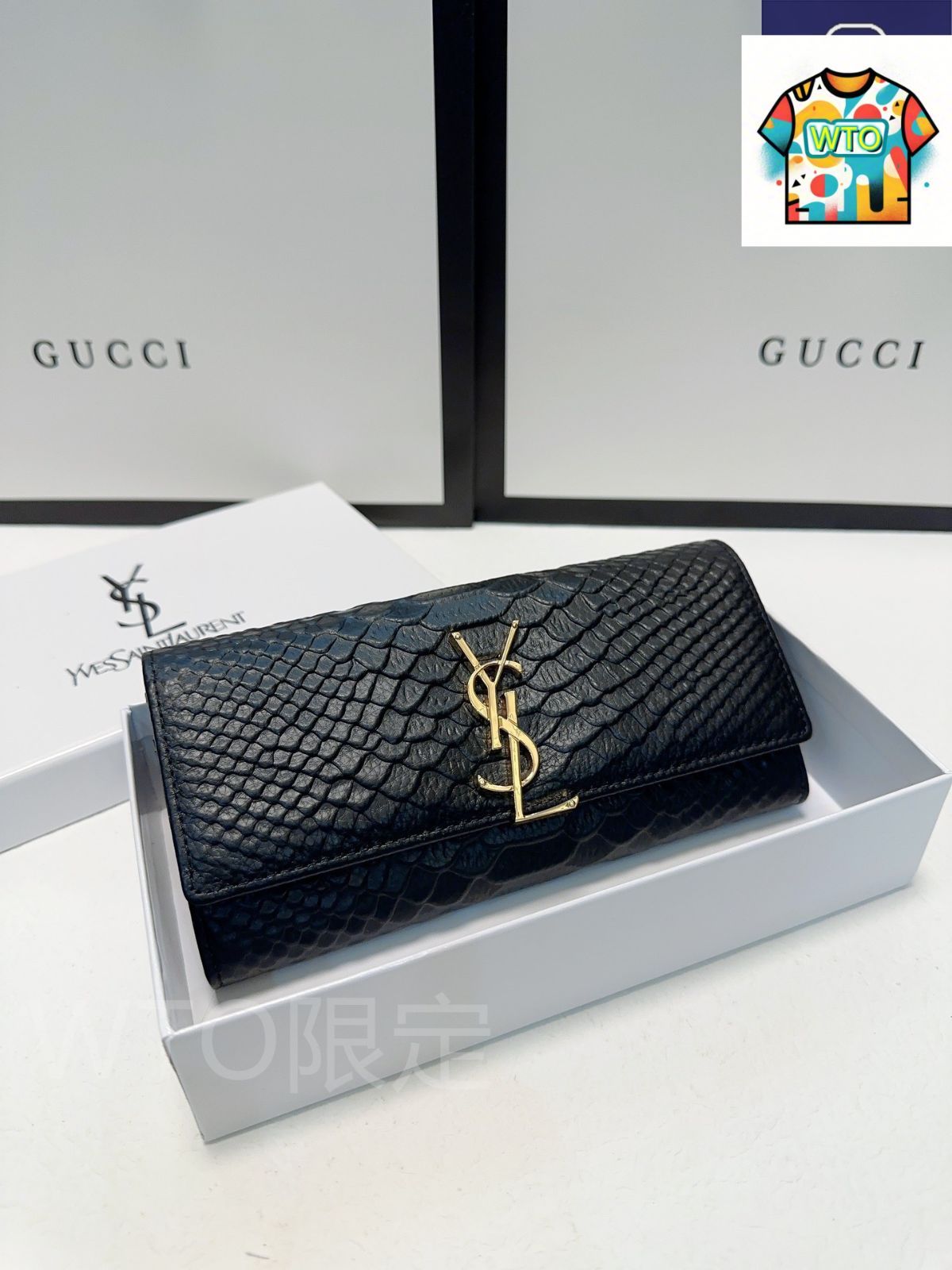 今日 YSL セイントローラン クロコダイル柄小牛皮財布 質感に優れ スタイリッシュなデザイン WTO輸入2