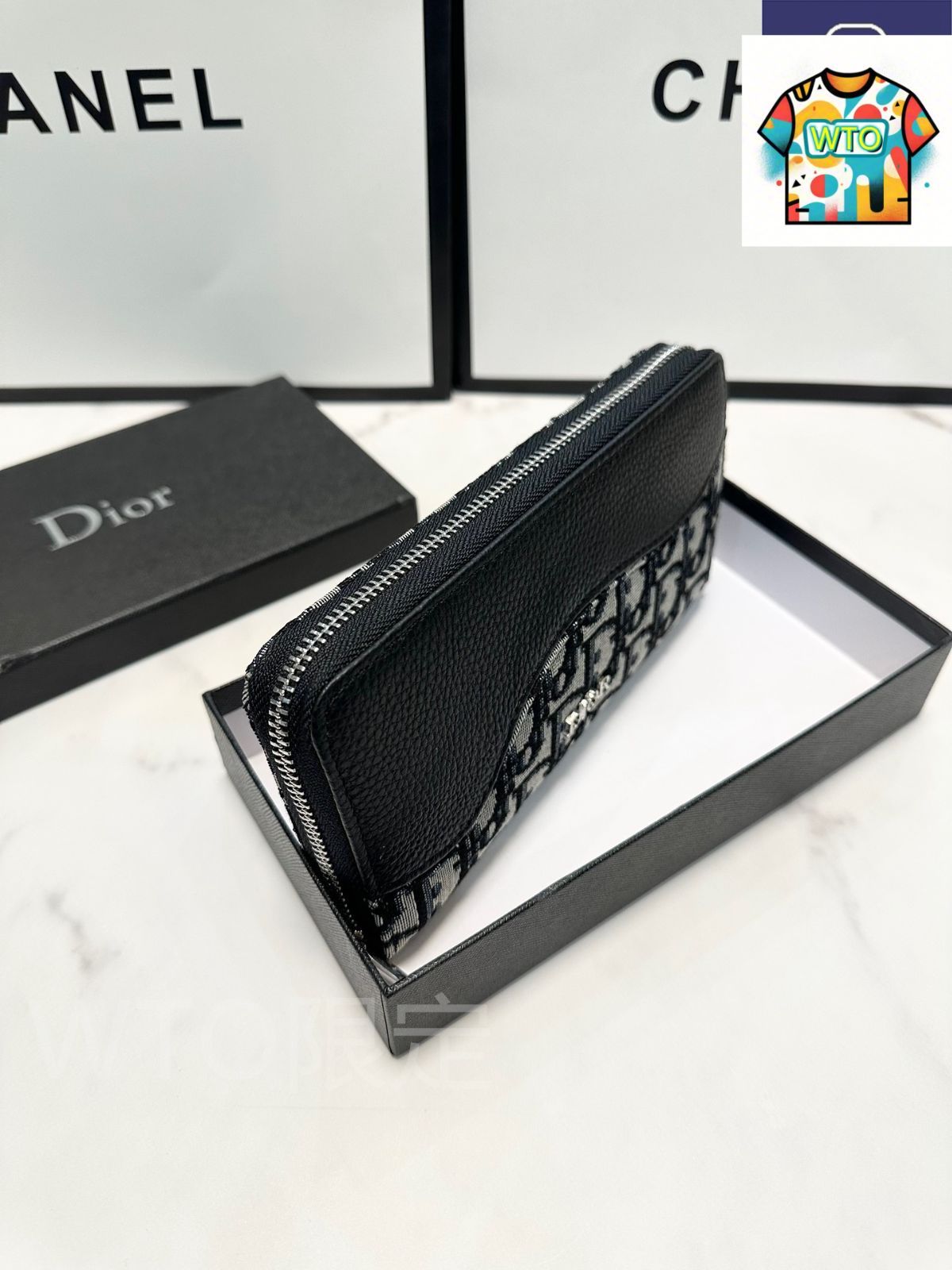 今日 Dior ディオール シングルジッパー小型ポーチ 表裏とも頭層牛皮で製作-WTO輸入2