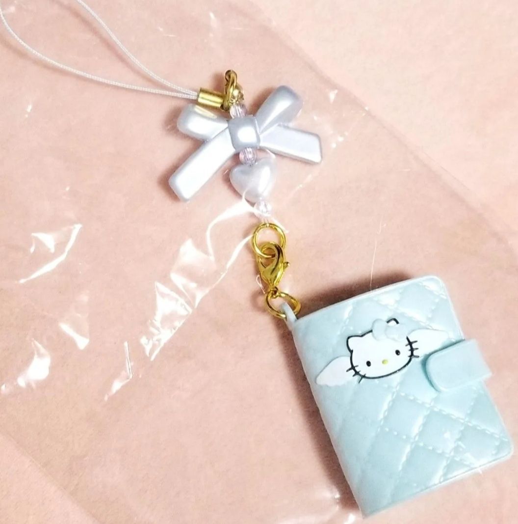 ハローキティ ミニチュアキルト シークレットストラップ 水色手帳 新品