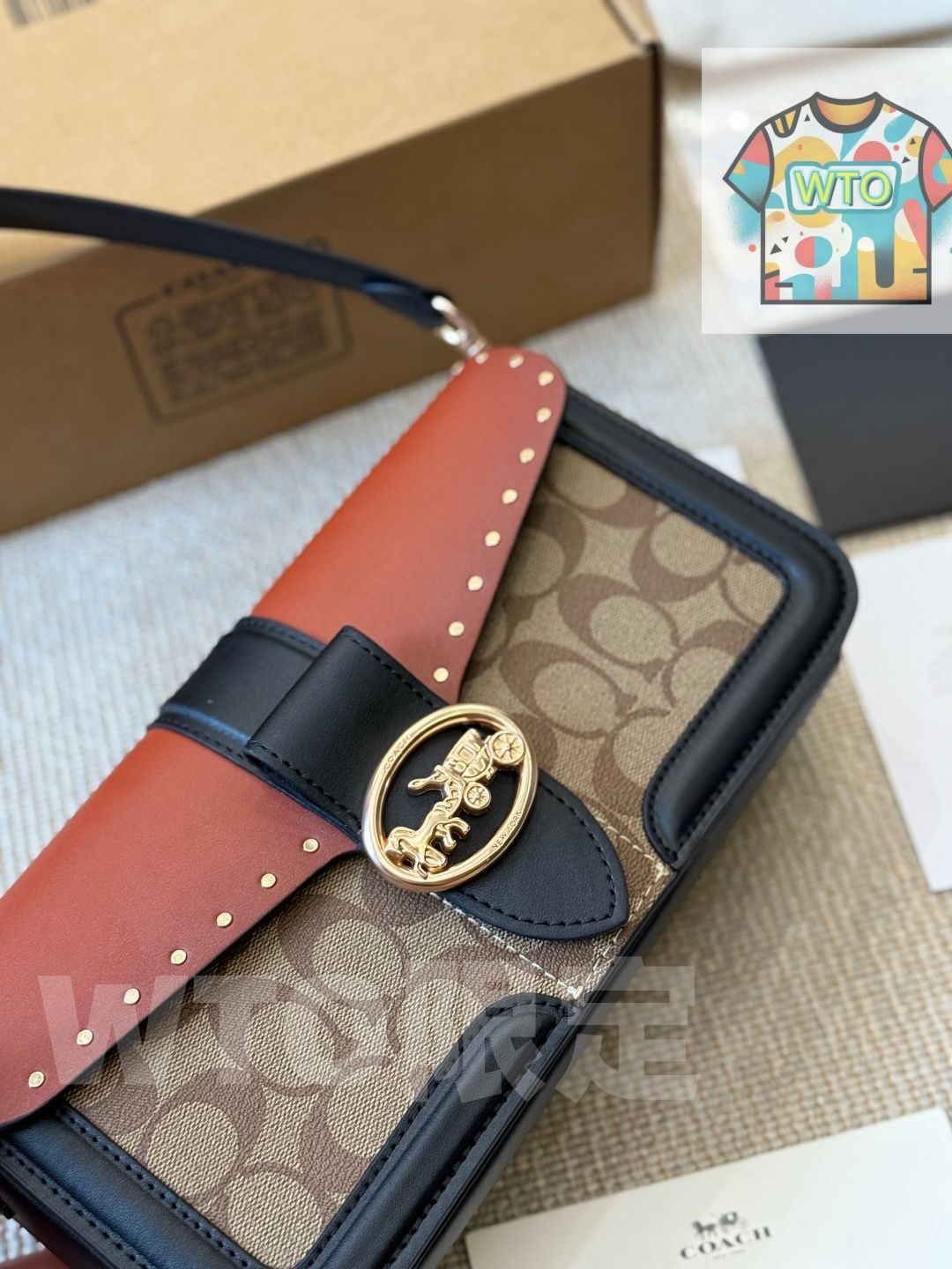 今日 Coach Georgie Messenger Bag - コーチ ジョージー メッセンジャーバッグ～ ブロック × リベットデザイン 3 way 使い方が魅力的～ -WTO輸入1