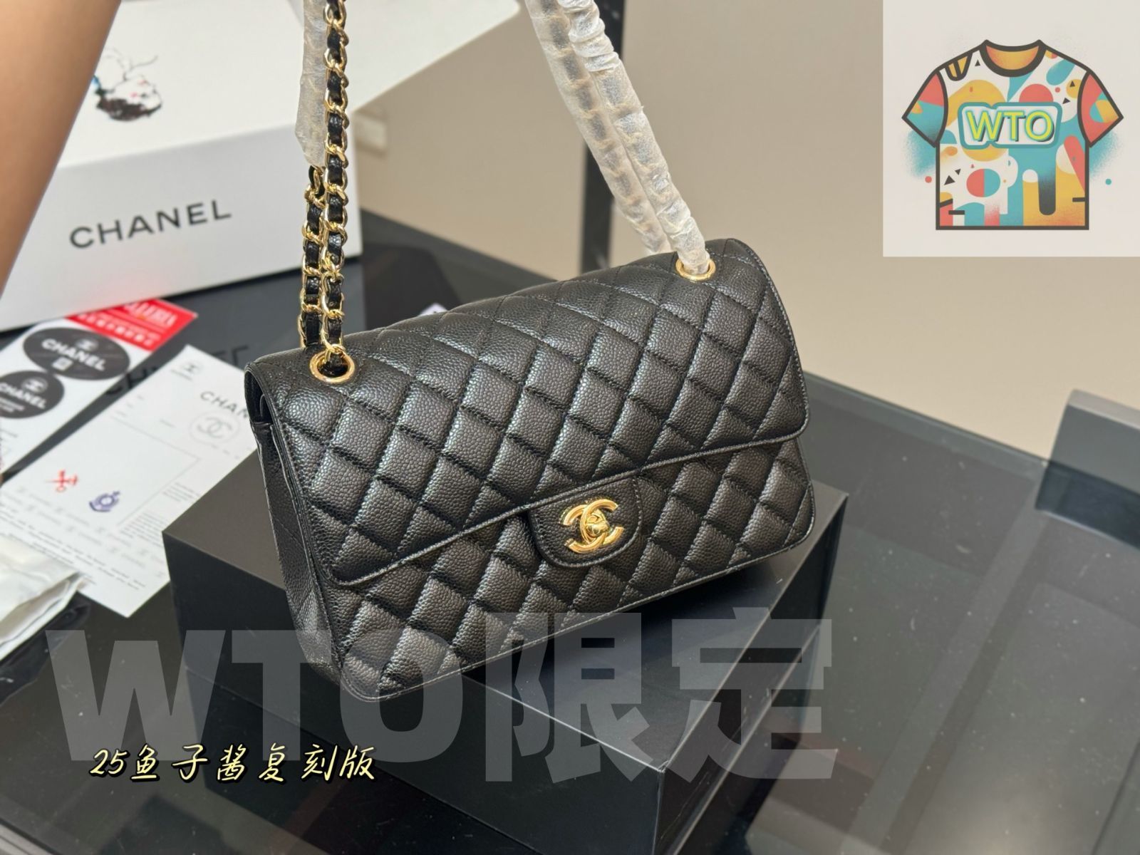 サーモンレザー クラシックフラップバッグ-WTO輸入-PBQ15