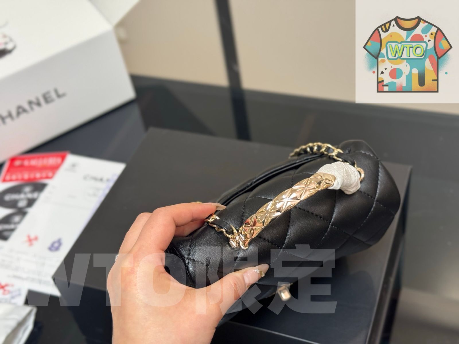 偉大な 今日 Chanel 25P ブラックゴールド ハンドルバッグ 在庫 価格です -WT0輸入