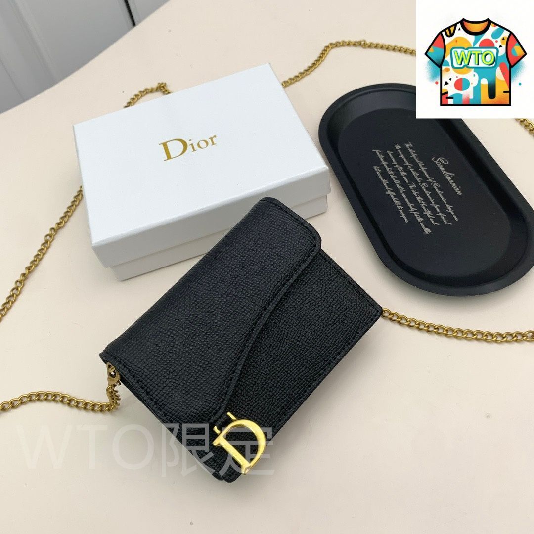 今日 Dior ディオール サドル シリーズ ウォレット レザーとDロゴの 金 -WTO輸入2