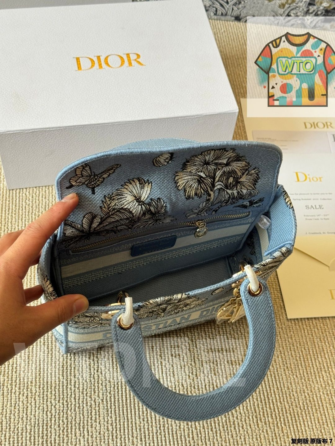  WTO通販 Dior Lady D-Lite 刺繍バッグ スターズ同款 24 cm 斜め掛けストラップ付き-WTO輸入-TBX 58 その他 バッグ