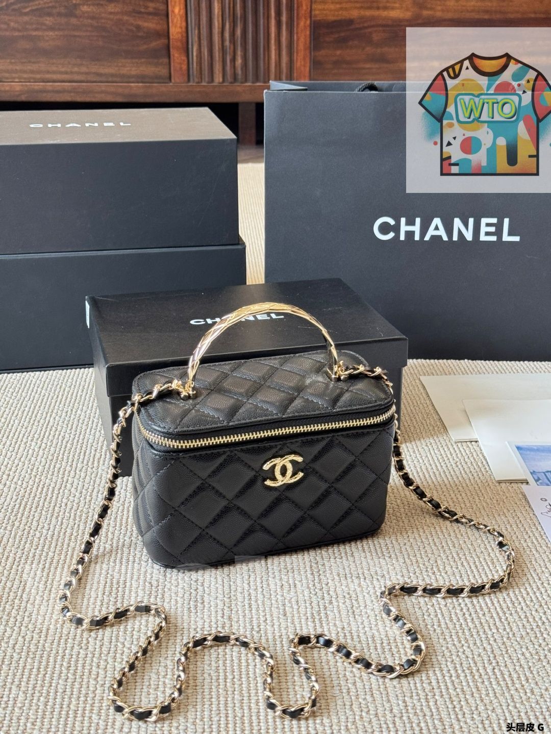  今日 ヴィンテージシャネル化粧ボックスバッグ -WT 0輸入 その他 バッグ