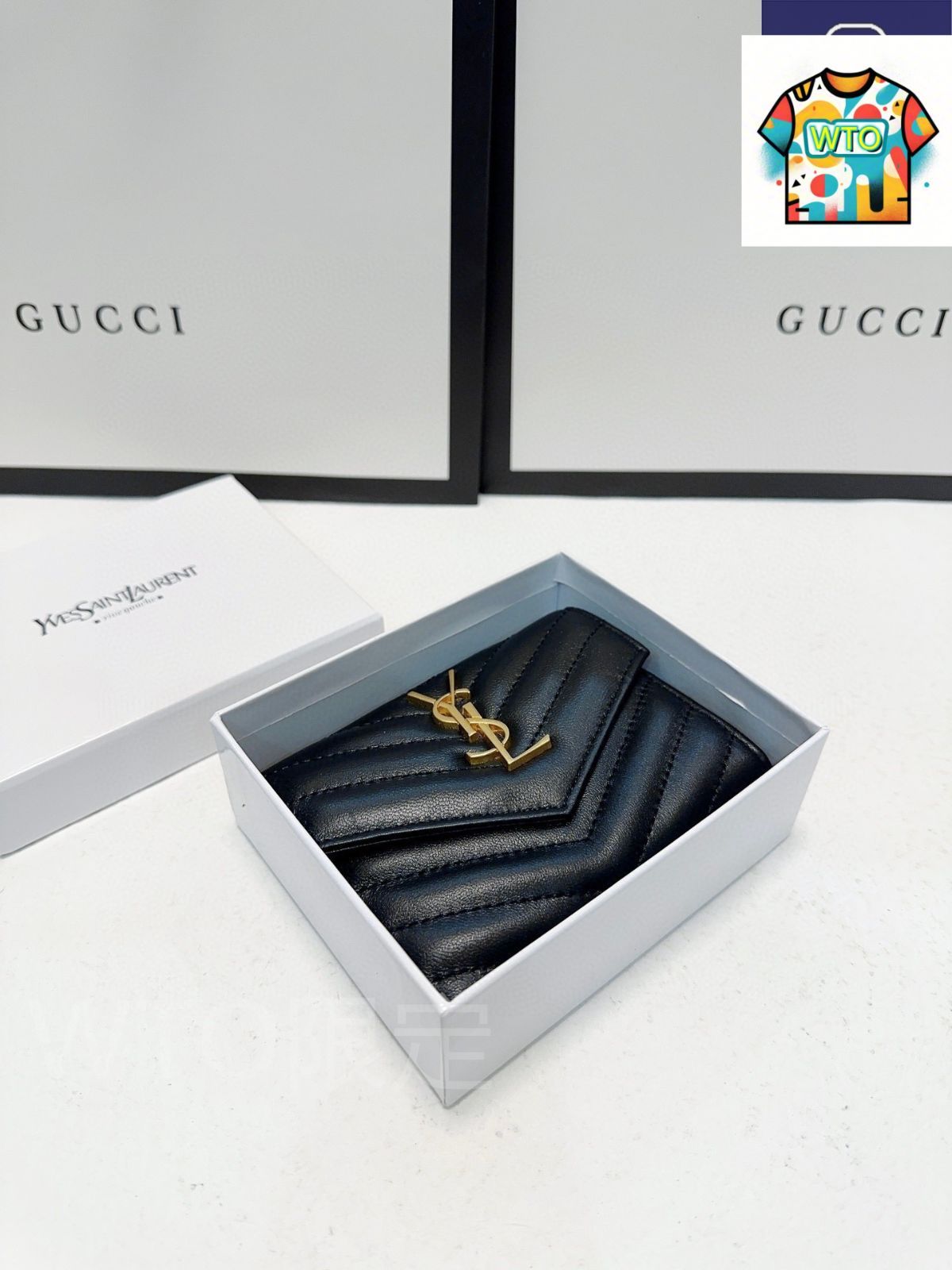 WTO通販 Yves Saint Laurent イヴサンローラン シームレスレザーウォレット クラシックデザイン 高耐久性-WTO輸入-WWX 57