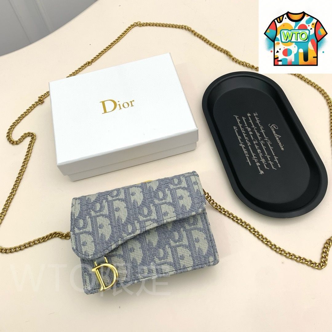 今日 Dior ディオール サドル シリーズ ウォレット オブリークプリントとDロゴの 金デザイン WTO輸入2