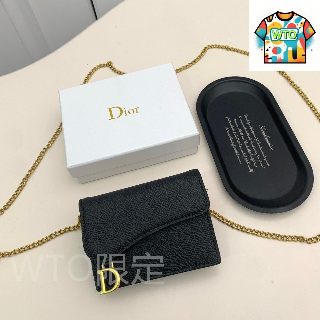 今日 Dior ディオール サドル シリーズ ウォレット レザーとDロゴの 金 -WTO輸入2