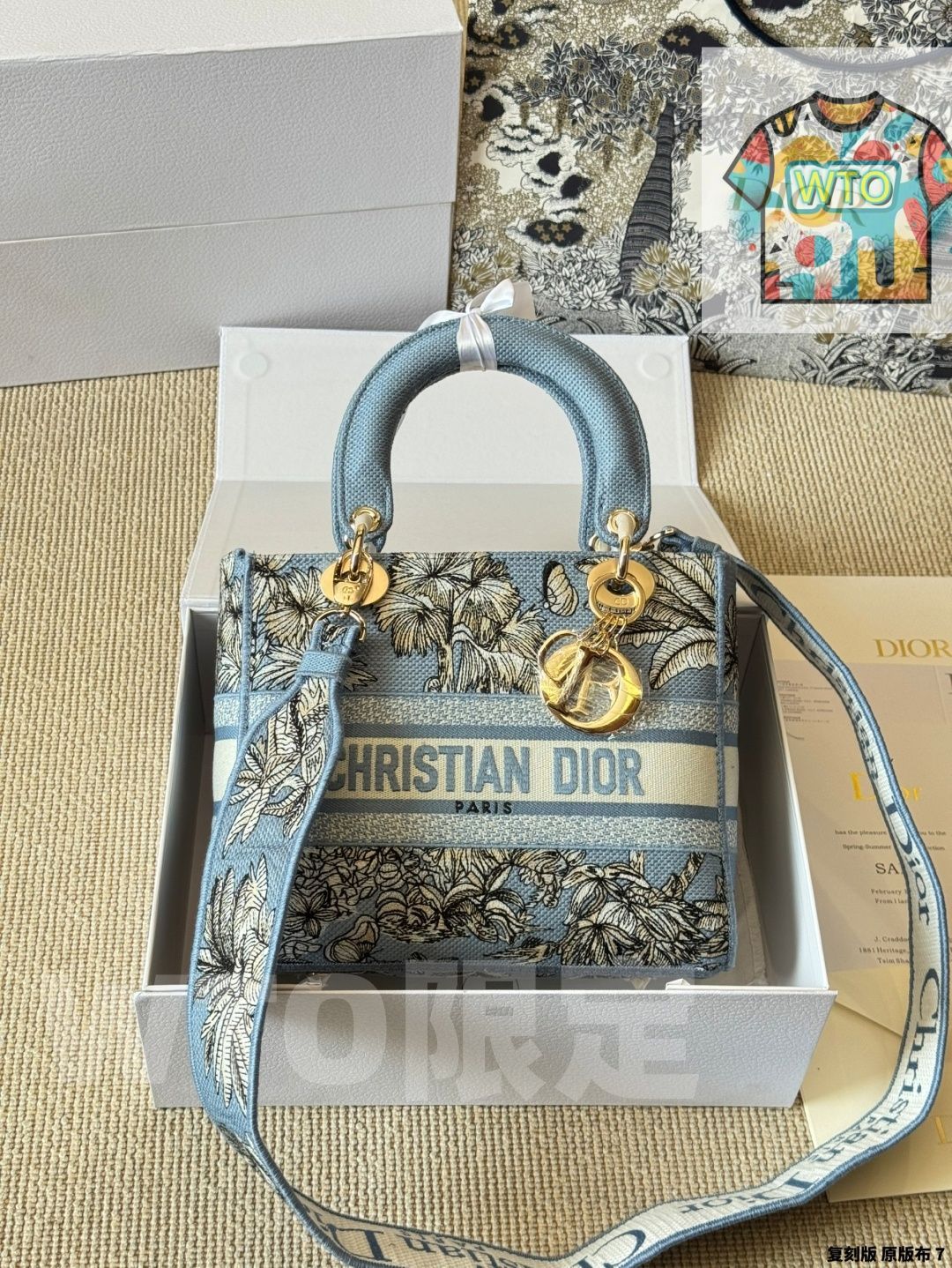 今日 Dior Lady D-Lite 刺繍バッグ スターズ同款 24cm 斜め掛けストラップ付き-WT0輸入-WTO輸入2