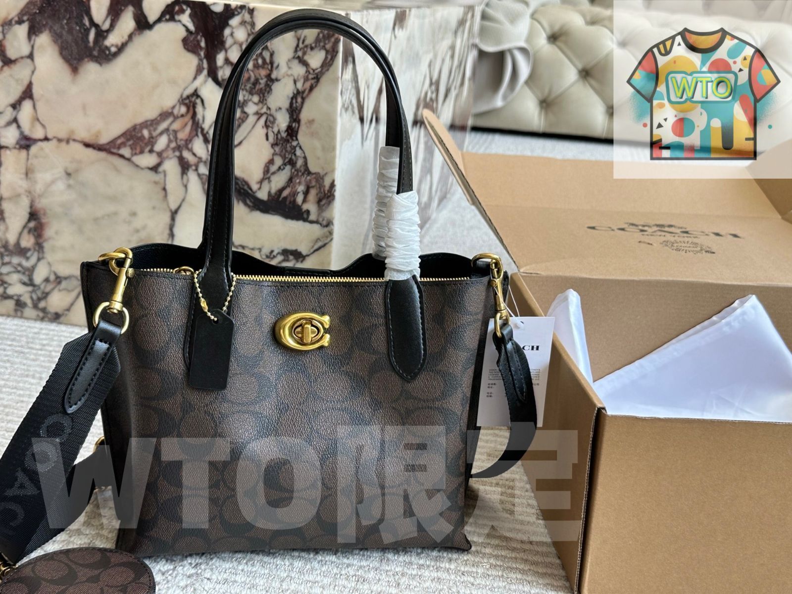 今日 Chic Coach Classic Logo Tote Bag - シックなコーチ クラシックロゴ トートバッグ 在庫 の な価格です -WTO輸入1