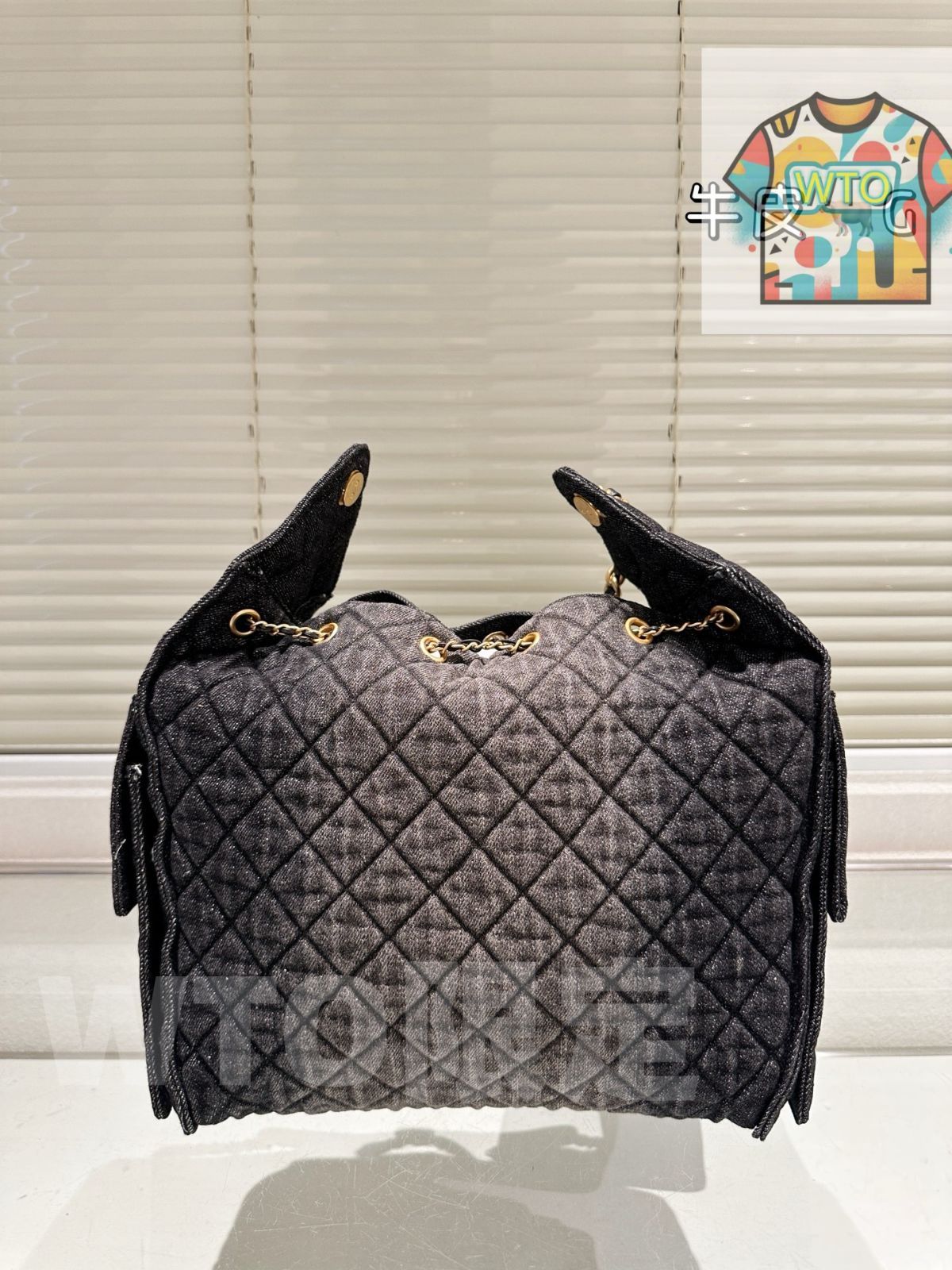 ブラックグラデーションデニム ホボバッグ