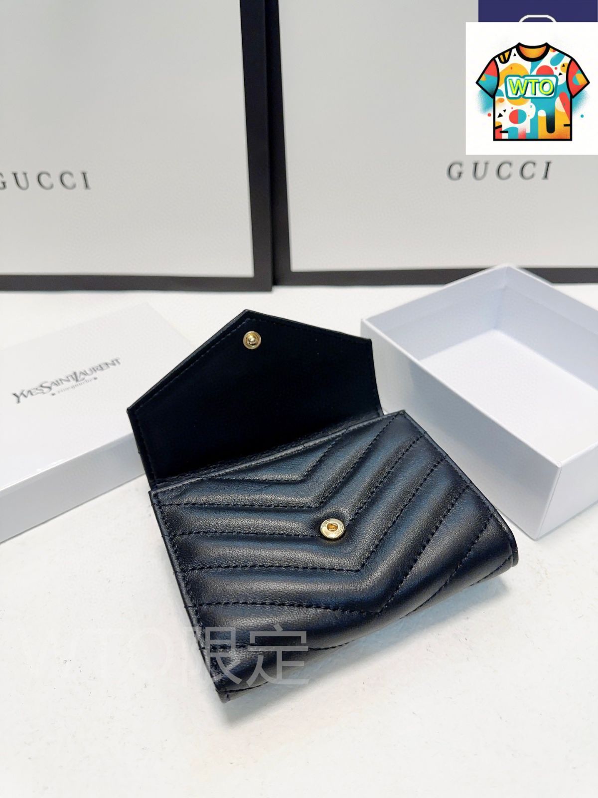 WTO通販 Yves Saint Laurent イヴサンローラン シームレスレザーウォレット クラシックデザイン 高耐久性-WTO輸入-WWX 57 財布 キッズファッション小物 ベビー キッズ