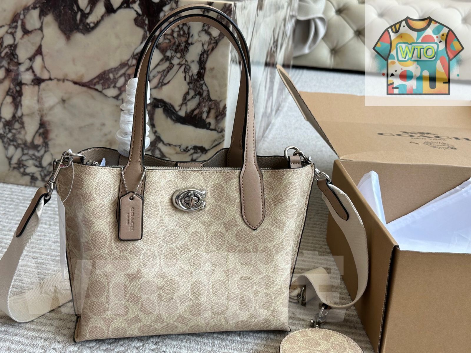 今日 Chic Coach Classic Logo Tote Bag シックなコーチ クラシックロゴ トートバッグ 在庫 の な価格です WTO輸入1