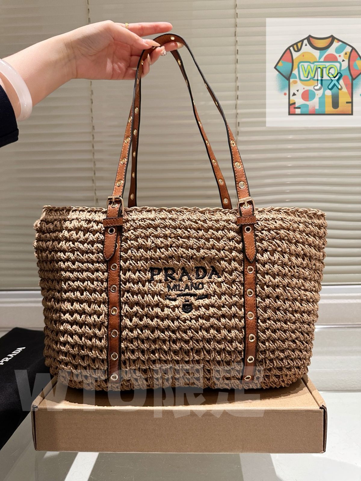 今日 Prada Raffia Shopping Bag 35 cm プラダ ラフィア ショッピングバッグ 在庫 価格-WTO輸入2