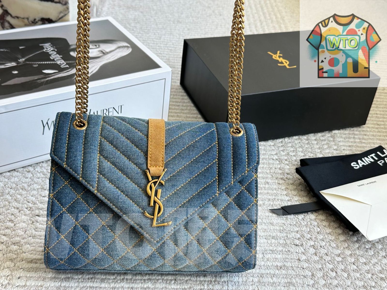 今日 YSL Le Envelope Bag サンローラン キャビアン エンベロープ バッグ 夏向け 在庫 価格-WTO輸入1