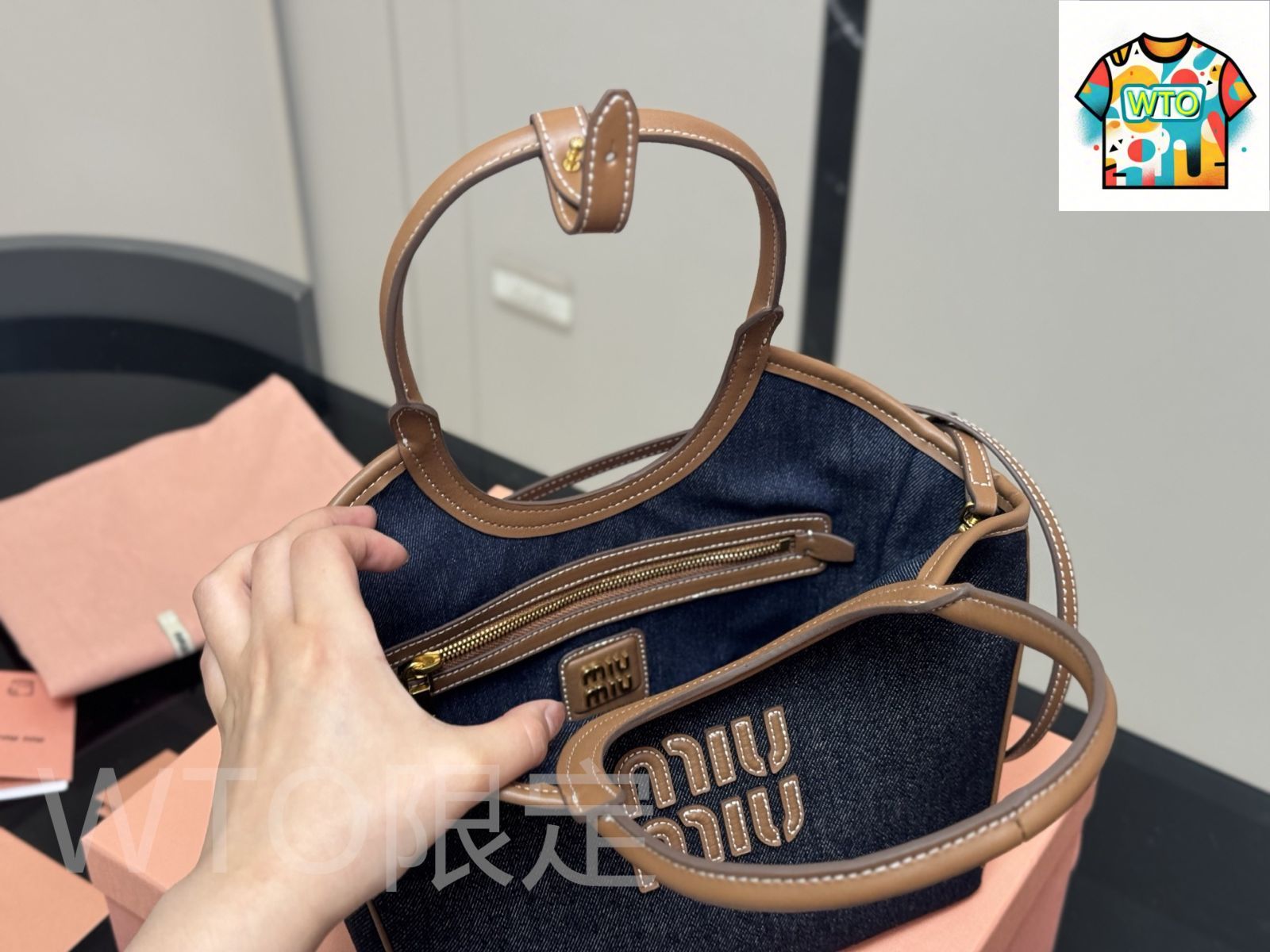  WTO通販 Miu ミュウミュウ バケットバッグ キャンバス製 抽ひもデザイン 可愛らしい日常派スタイル-WTO輸入-WNS 08 ハンドバッグ バッグ