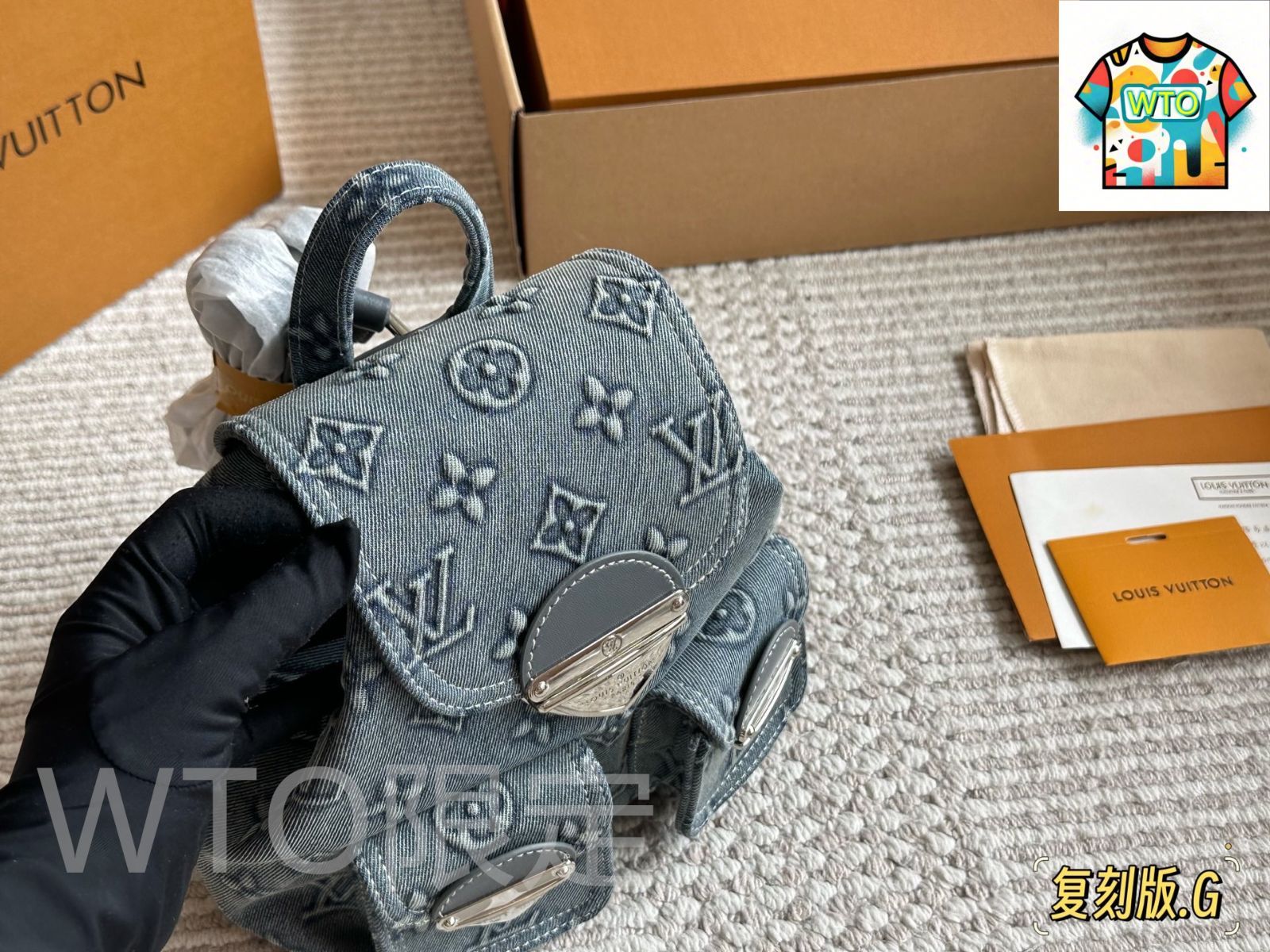 WTO通販 LV ルイ ヴィトン デニム バックパック リメイクモデル ほのかな褪色のヴィンテージ感が魅力的-WTO輸入-SLL72