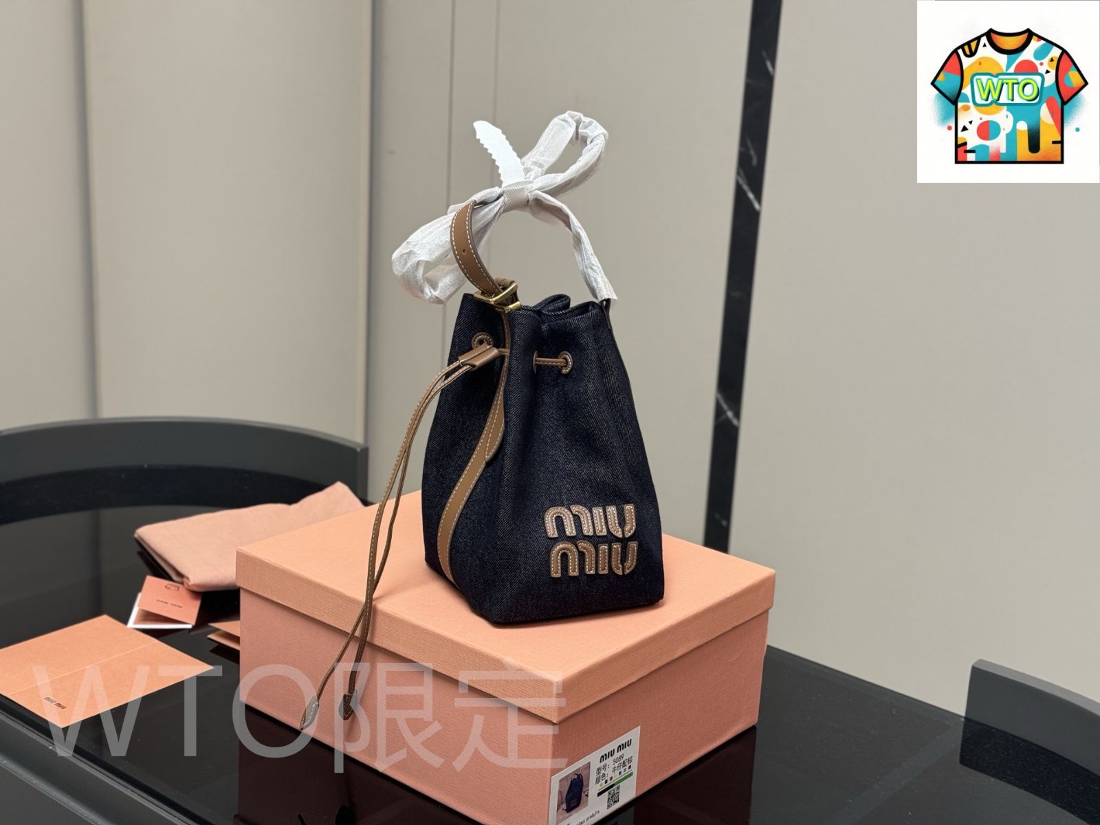 WTO通販 Miu Miu ミュウミュウ バケットバッグ キャンバス製 抽ひもデザイン 可愛らしい日常派スタイル-WTO輸入-ILH14