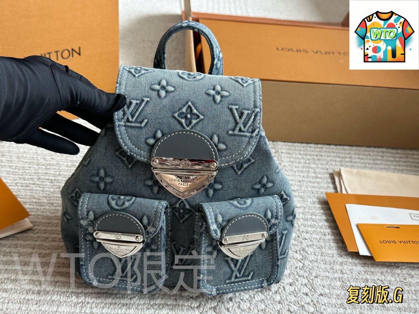 WTO通販 LV ルイ ヴィトン デニム バックパック リメイクモデル ほのかな褪色のヴィンテージ感が魅力的-WTO輸入-SLL72