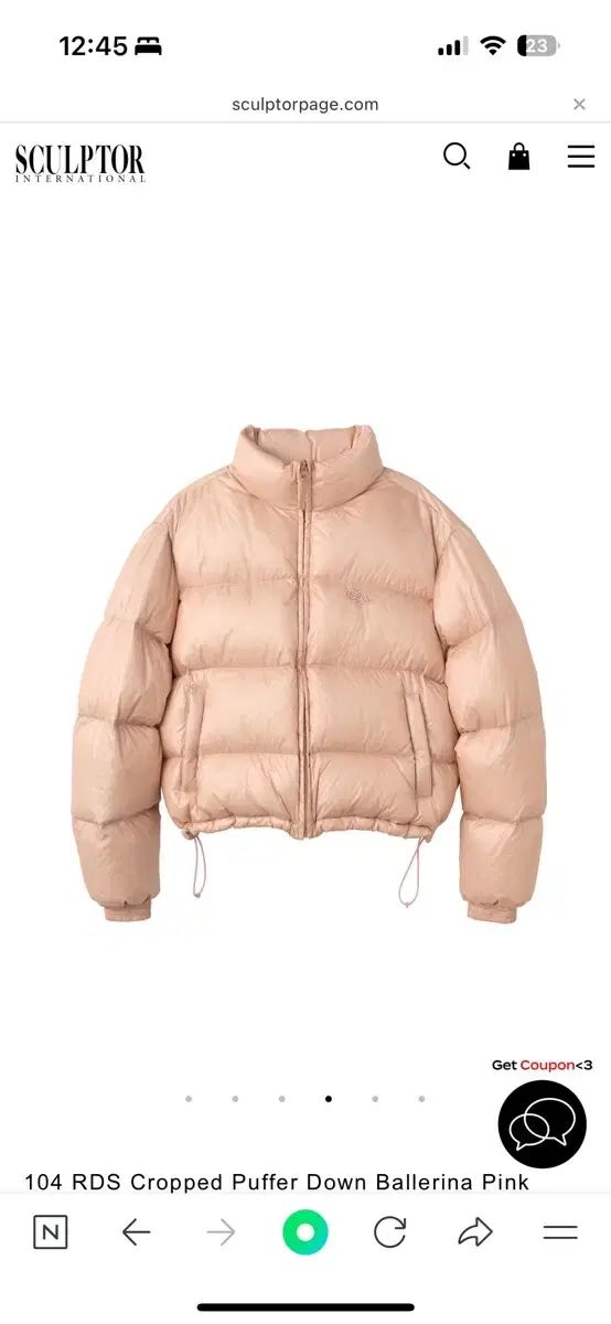 スカルプター クロップドダウン バレリーナ ピンク ショートダウン ムシンサ ジグザグ