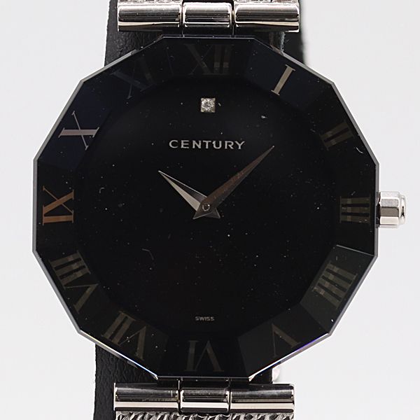 級 稼働 センチュリー タイムジェム 39696 QZ ブラック文字盤 メンズ腕時計 0035200 10ERT ABC17138 SMZ