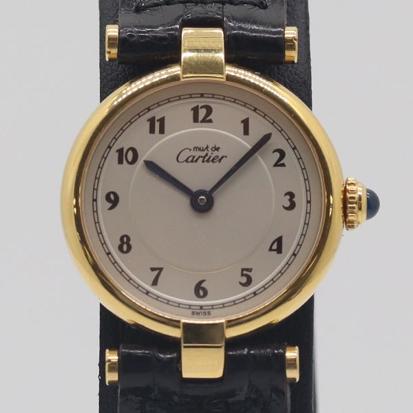 稼働 カルティエ マスト ヴァンドーム ヴェルメイユ SV925 ホワイト文字盤 QZ レディース腕時計 0097900 10BJT KTU ABC17216
