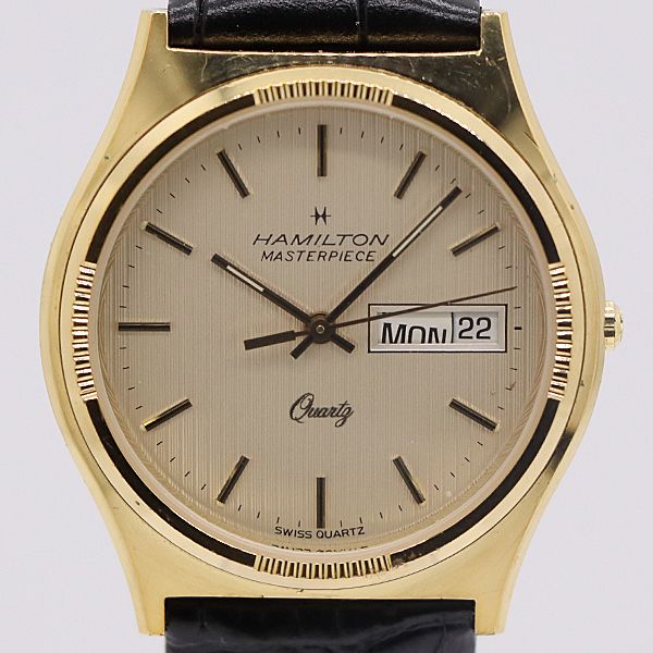 級 稼働 ハミルトン マスターピース QZ 銀文字盤 メンズ腕時計 3456000 10BJY KMR ABC 17143
