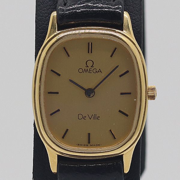 稼働 オメガ デヴィル ゴールド文字盤 QZ レディース腕時計 3456000 10BJY KTU ABC 17206