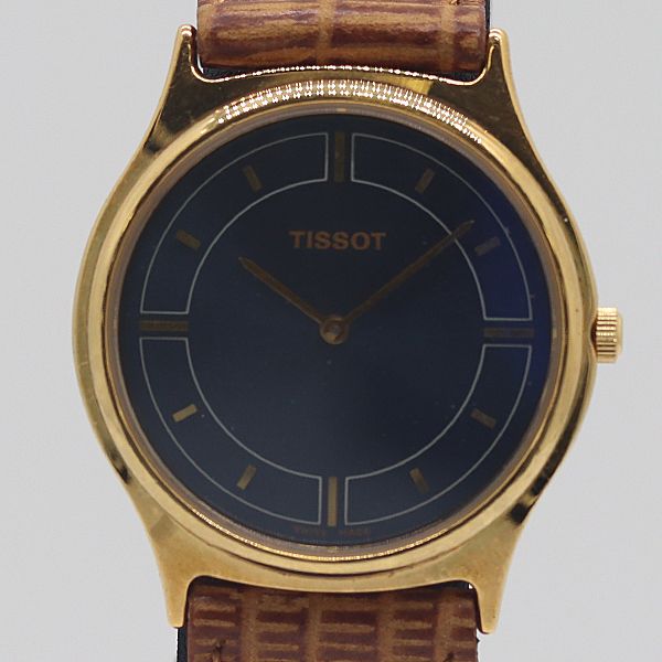 稼働 ティソ F380K ネイビー文字盤 QZ メンズ腕時計 3456000 10BJY KTU