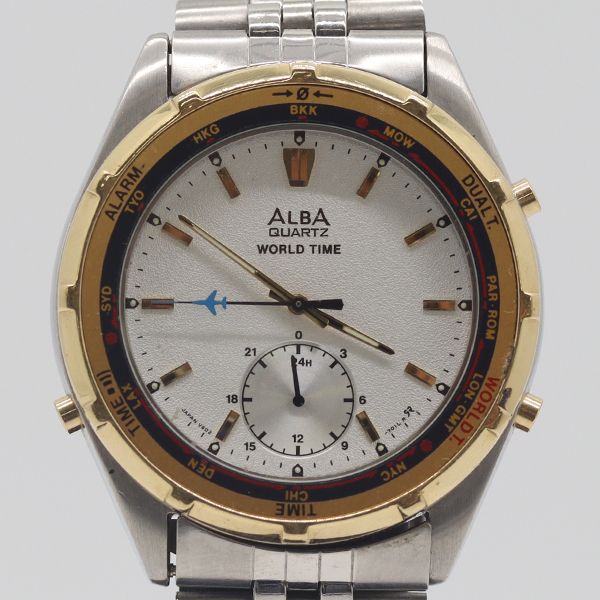 セイコー アルバ V602-7010 ホワイト文字盤 QZ メンズ腕時計 3456000 10BJY KTU ABC17209