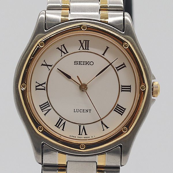 セイコー ルーセント 7N01-6510 ホワイト文字盤 QZ メンズ腕時計 3456000 10BJY KTU