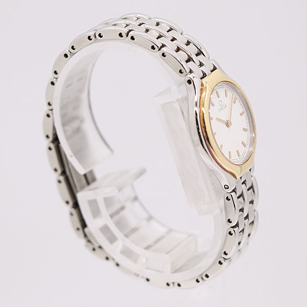 級 稼働 オメガ QZ デビル ホワイト文字盤 レディース腕時計 0158400 10 PRT KMR ABC 17150