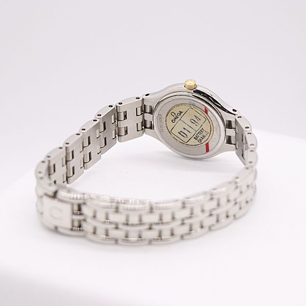  級 稼働 オメガ QZ デビル ホワイト文字盤 レディース腕時計 0158400 10 PRT KMR ABC 17150 腕時計(クォーツ) 腕時計(アナログ)