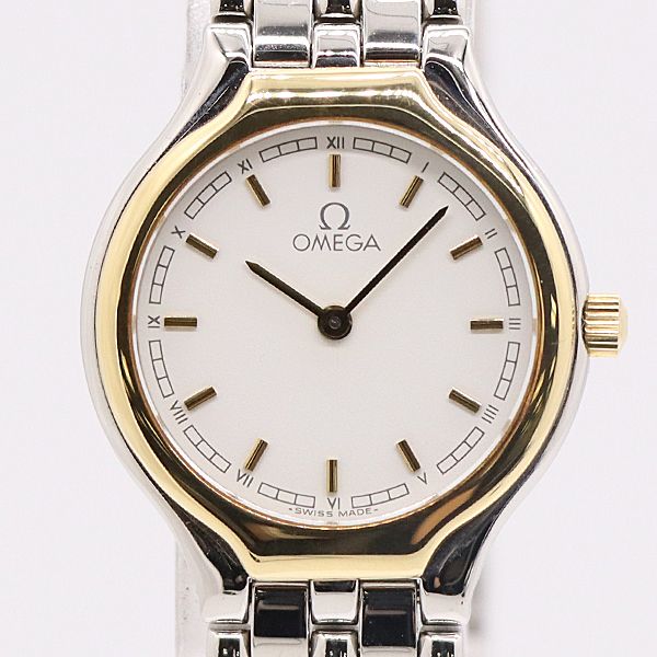 級 稼働 オメガ QZ デビル ホワイト文字盤 レディース腕時計 0158400 10PRT KMR ABC 17150