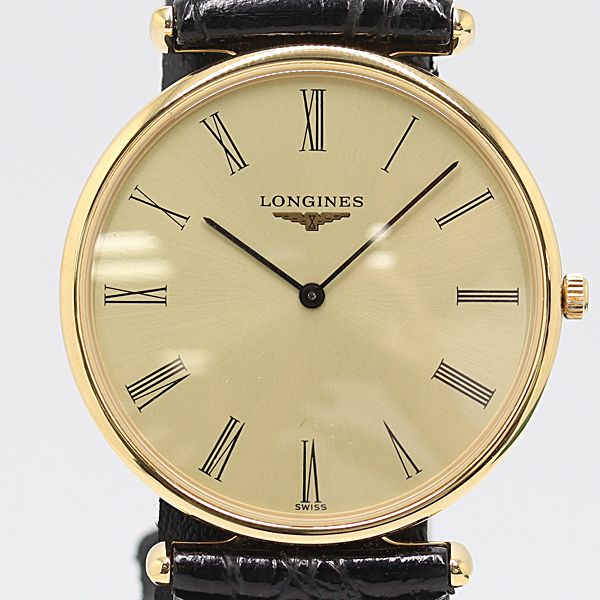 保 ロンジン グランドクラシック L4.635.2 QZ ゴールド文字盤 メンズ腕時計 2690100 10YBT ABC17197 SMZ