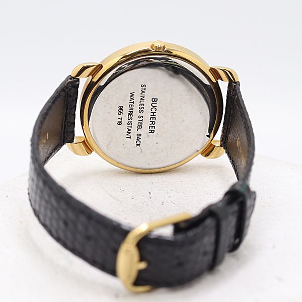  稼働 ブッフェラー 955 719 QZ ゴールド文字盤 メンズ腕時計 5643000 10 PRT SMZ 腕時計(クォーツ) 腕時計(アナログ)