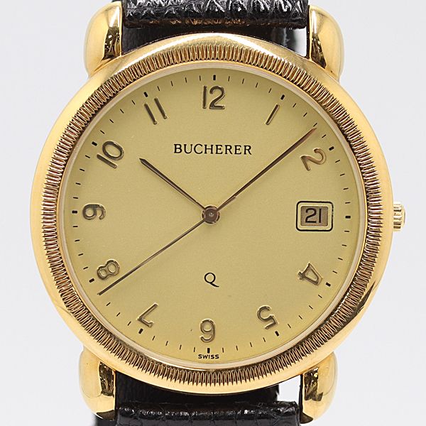 稼働 ブッフェラー 955.719 QZ ゴールド文字盤 メンズ腕時計 5643000 10PRT ABC17187 SMZ