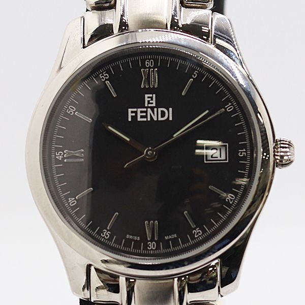 保 稼働 フェンディ オロロジ デイト 210G QZ ブラック文字盤 メンズ腕時計 4686000 10ANT ABC17182 SMZ